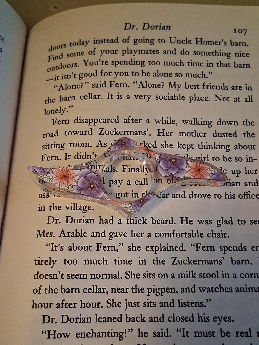 Floral Purple Resin Thumb Page Holder